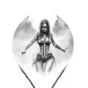 realistic tattoo style, vampire girl from van helsing movie, nude, full body, tattoo design idea