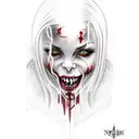 realistic tattoo style, vampire girl from van helsing movie, nude, full body, tattoo design idea