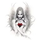 realistic tattoo style, vampire girl from van helsing movie, nude, full body, tattoo design idea