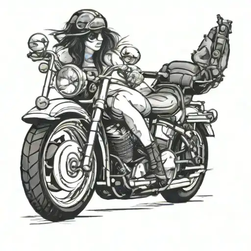 Nude Girl on a Harley Davidson motorcycle tattoo design idea