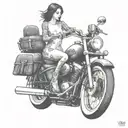 nude lady on harley davidson motorcycle tattoo design idea