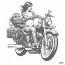 nude lady on harley davidson motorcycle tattoo design idea