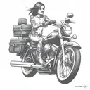 nude lady on harley davidson motorcycle tattoo design idea