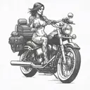 nude lady on harley davidson motorcycle tattoo design idea