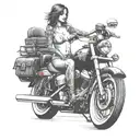 nude lady on harley davidson motorcycle tattoo design idea