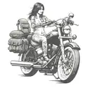 nude lady on harley davidson motorcycle tattoo design idea