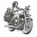 nude lady on harley davidson motorcycle tattoo design idea