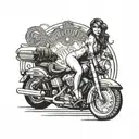 nude lady on harley davidson motorcycle tattoo design idea