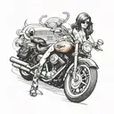nude lady on harley davidson motorcycle tattoo design idea