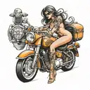 nude lady on harley davidson motorcycle tattoo design idea