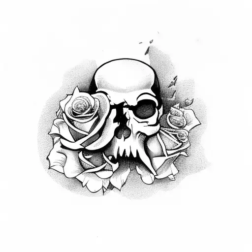 Skull and Roses tattoo design idea