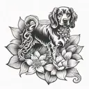 Cocker dog and lotus flower tattoo design idea