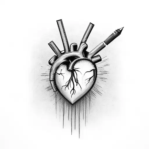 Barbed Wired heart tattoo design idea