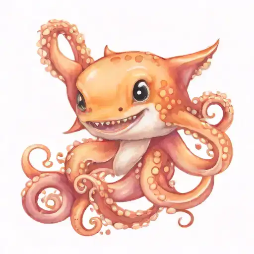 baby shark octopus  tattoo design idea