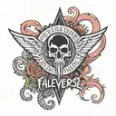 falling in reverse logo incorporating elements tattoo design idea