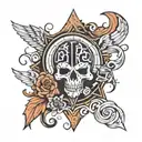 falling in reverse logo incorporating elements tattoo design idea