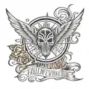 falling in reverse logo incorporating elements tattoo design idea