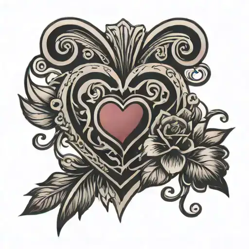 heart and penny design tattoo design idea