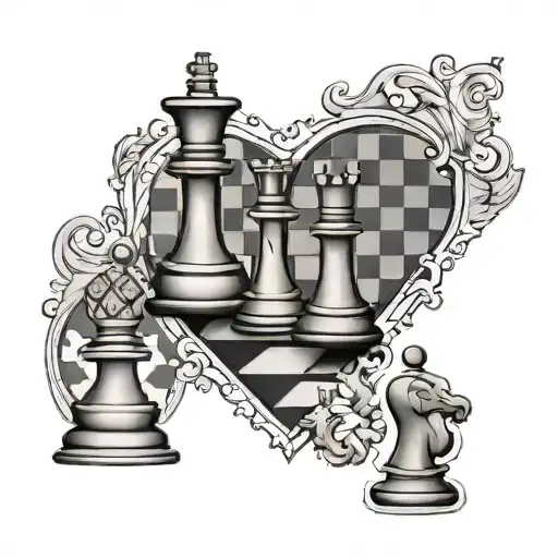 A tattoo design of a chessboard with pieces strategically placed, symbolizing the client's analytical mindset and love for strategy games tattoo design idea