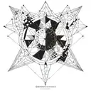 An intricate geometric pattern incorporating elements of astrology, representing the balance between logic and intuition tattoo design idea