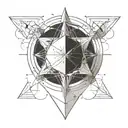 An intricate geometric pattern incorporating elements of astrology, representing the balance between logic and intuition tattoo design idea
