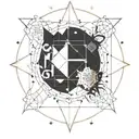 An intricate geometric pattern incorporating elements of astrology, representing the balance between logic and intuition tattoo design idea