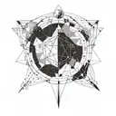 An intricate geometric pattern incorporating elements of astrology, representing the balance between logic and intuition tattoo design idea