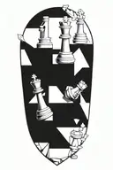 A tattoo design of a chessboard with pieces strategically placed, symbolizing the client's analytical mindset and love for strategy games tattoo design idea