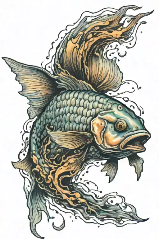 dead fish swimming   tattoo design idea