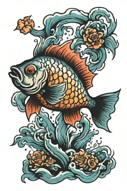 dead fish swimming   tattoo design idea