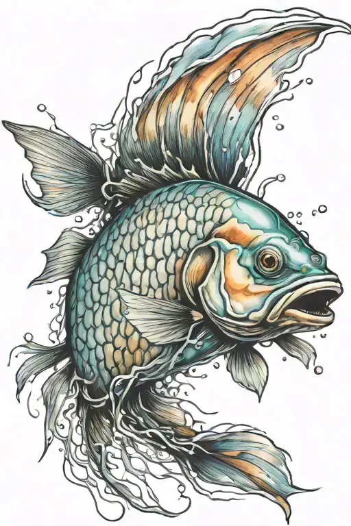 dead fish swimming   tattoo design idea
