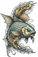 dead fish swimming   tattoo design idea
