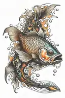 dead fish swimming   tattoo design idea