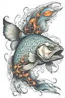 dead fish swimming   tattoo design idea