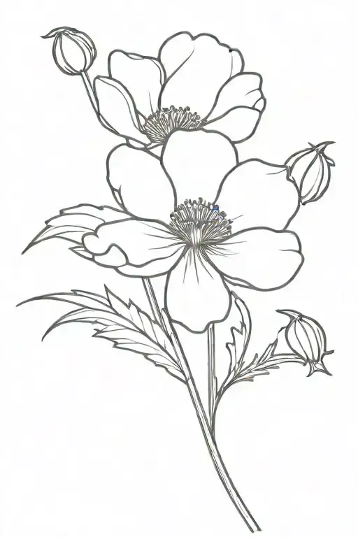 poppy and snowdrop flower tattoo design idea