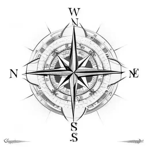 Compass  the black part in it is made of flower carved steel tattoo design idea