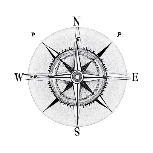 Compass  the black part in it is made of flower carved steel tattoo design idea