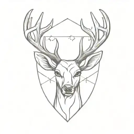 deer head family crest tattoo design idea