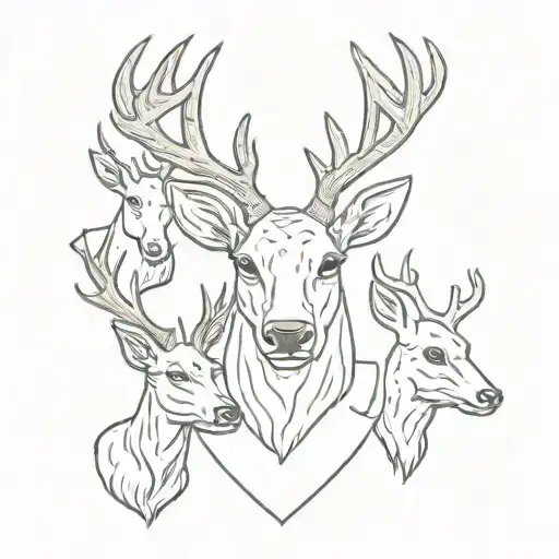 deer head family crest tattoo design idea