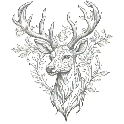 deer head family crest tattoo design idea