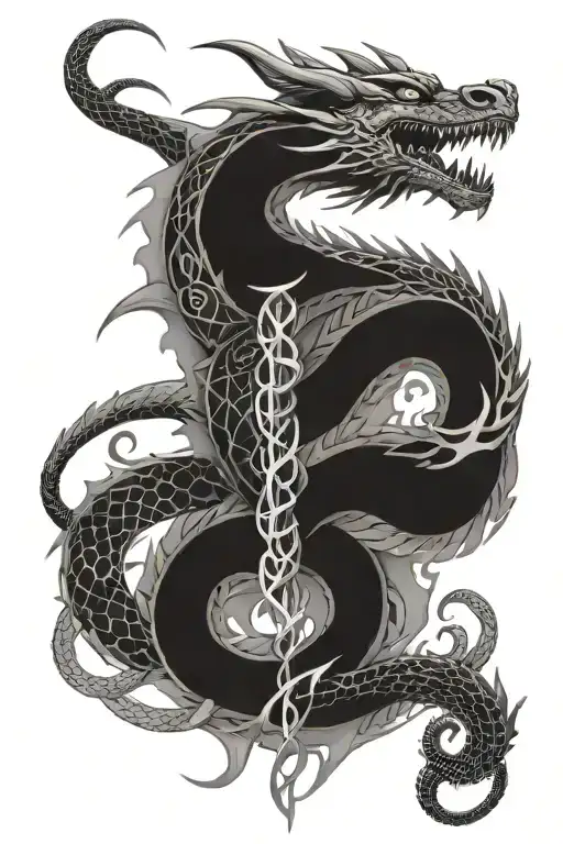 dragon and DNA double helix intertwined representing the client's tattoo design idea