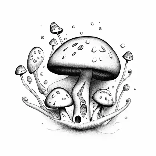 sexy mushroom head lady full body  tattoo design idea