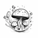 sexy mushroom head lady full body  tattoo design idea