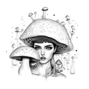 sexy mushroom head lady full body  tattoo design idea