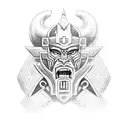 Half oni half aztec warrior  tattoo design idea