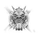 Half oni half aztec warrior  tattoo design idea