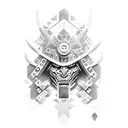 Half oni half aztec warrior  tattoo design idea