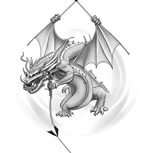 Dragon and arrow tattoo design idea