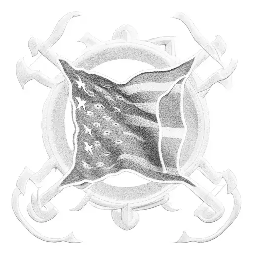 texas flag and firefighter cross tattoo design idea