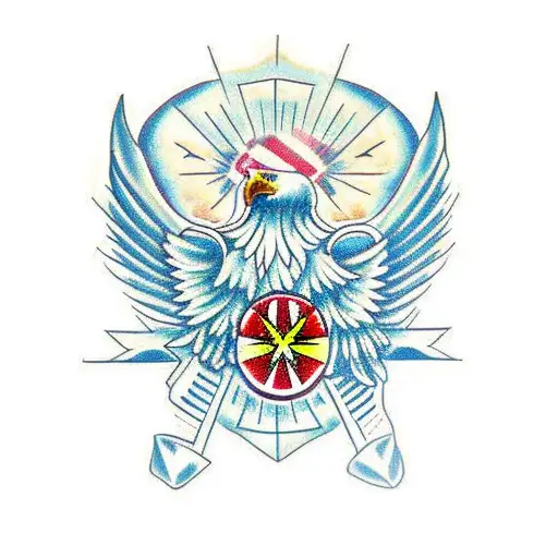 Eagle with fire and Maltese cross tattoo design idea